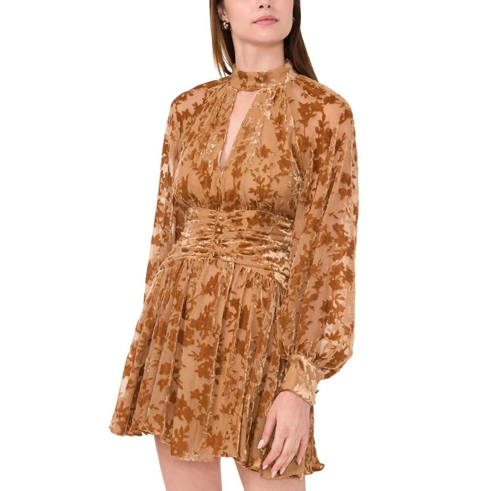 Parker Women's Textured Cutout-Front Mini Dress Brown Size 6 1637